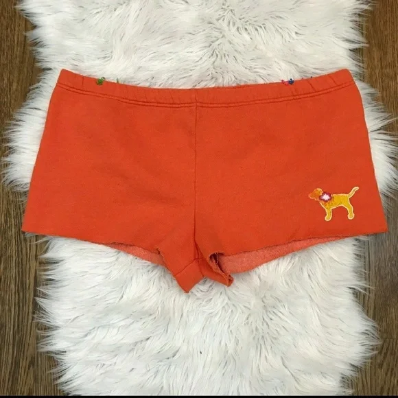 PINK Victoria's Secret00s Y2K Cotton Orange Sleep Booty Shorts Large Graphic